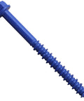 Blue Concrete Anchor Screws 1/4 Inch By 2.75 Inch Hardened Carbon Steel Masonry Fasteners Anti Rust Finish close-up view.