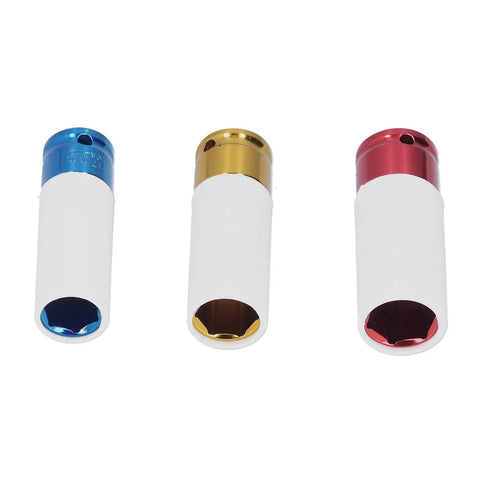 Grab This Sweet 3PC Wheel Lug Nut Socket Set With Thin Walls For 17mm 19mm And 21mm Rims Made From Tough Heat Treated Steel That Protects Your Polished Wheels While Chipping Loose Nuts Like A Boss. 3-piece thin-wall lug nut sockets in 17mm, 19mm, and 21mm