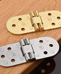 Gold and silver 180 Degree Folding Table Hinge for Cabinets and Furniture Hardware, zinc alloy, shown on wooden surface