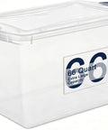 Super Sized 66 Quart Clear Plastic Storage Bin With Lid showing extra large capacity, ideal for home organization and storage.