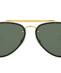 Blaze Aviator Sunglasses For Unisex, Gold Frames With Dark Green Lenses, 61 Millimeter Size, Non Polarized Plastic Lenses, Front View