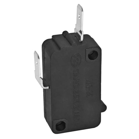 Heavy Duty Normally Closed Micro Switch With Pin Plunger And Quick Snap Actuator Pro Grade Two Pin 10A 20A 250V in black.