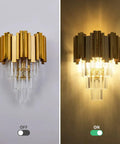 Crystal Wall Lamp Mid Century Modern Gold Sconce Light For Living Room Bedroom Hallway With Crystal Glass Antique Gold Finish