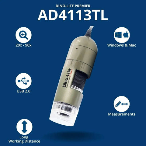 1.3MP USB Microscope With 20x To 90x Magnification, Long Working Distance, 1280x1024 Resolution, Smooth 30 FPS Video, MicroTouch Measurement, Removable Cap For Easy Object Access, Pro Grade Lab Work, Education, And DIY Inspections, shown with USB 2.0