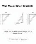 Dimensions of Heavy Duty Wall Mount Shelf Brackets Set Of 2 Cold Rolled Steel L Brackets for Floating Shelves shown in diagram