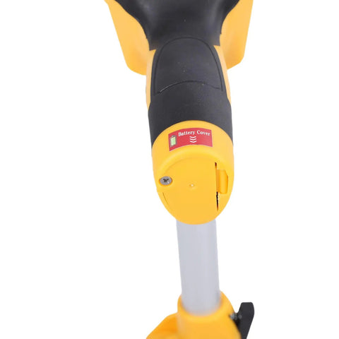 Close-up of the handle and battery cover of Akozon Digital Display Measuring Wheel 93cm Length, showcasing ergonomic grip.