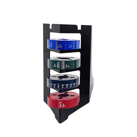 Pro Grade Stainless Steel Sharpening Angle Jig With Quick Metric Stops featuring colorful metric index plates for precise cutting