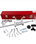 Slide Hammer Puller Set For Flange Type Axles, Oil Seals And Bearings Removal with red toolkit and various attachments