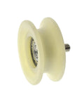Heavy Duty U Groove V Groove Nylon Caster Wheel With Steel Bearing Built Tough Rolling Smooth For Sliding Gates Industrial Trolleys And Machinery Tracks Single Unit No Hardware Included side view with bearing visible
