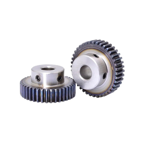Beefy 1.5M Helical Gear Set And Spur Gears For Motors And Transmission Systems, 24 25 30 35 40 50 60 Tooth Pinions, 45 Steel Construction