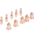 Durable Keenso Plasma Cutting Torch Consumables Set For Ipt45 With Brass Tips; 10 copper nozzles for precise metal cutting.