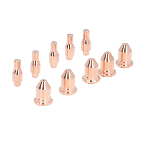 Durable Keenso Plasma Cutting Torch Consumables Set For Ipt45 With Brass Tips; 10 copper nozzles for precise metal cutting.