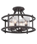 Palencia 4 Light Semi Flush Mount Ceiling Light in Artisan Pardo Wash Finish with Clear Seedy Glass Shade, Steel Build