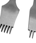 Close-up of Leather Craft French Angled Chisel Set For Hole Punching And Lacing Stitching High Speed Steel Tools with two size options