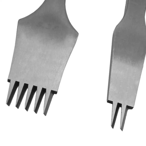 Close-up of Leather Craft French Angled Chisel Set For Hole Punching And Lacing Stitching High Speed Steel Tools with two size options