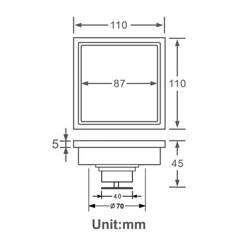 Ditch The Ugly Grate With This Hella Sleek Bathroom Tile Invisible Floor Drain, Brushed Stainless Steel dimensions diagram.