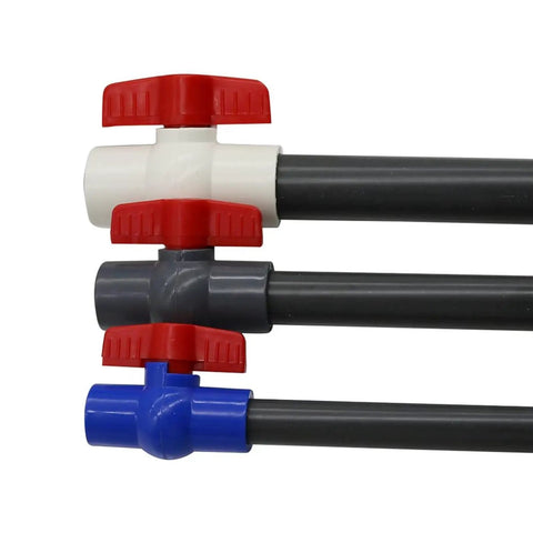 Heavy Duty PVC Ball Valve And U PVC Sliding Pipe Connector For Plumbing Repair Built Like A Tank With Smooth Rotation And Leak Proof Design For No Hassle Repairs On The Fly, showing various colors and fittings.