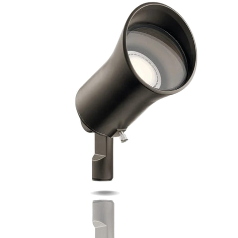 Close-up of Showscape Collection LED MR16 Landscape Accent Lights Wall Wash Spotlight in Olde Bronze, showcasing its design.