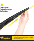 Take off the yellow protector from No Sweat Ten Inch Rear Wiper Blade Slick Streak Free Smooth Operator Oem Replacement.