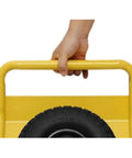 Close-up of hand gripping handle of Heavy Duty Panel Dolly With 1000 Pound Capacity Rock Hard Steel Frame.
