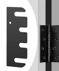Stainless Steel Hinge Repair Shims Kit For Quick Door Alignment With Nonslip Metal Spacers 10 Pack No Fuss DIY Friendly Easy Adjustments Durable Fix For Precise Door Hinge Alignment And Smooth Operation shown with hinge and spacer