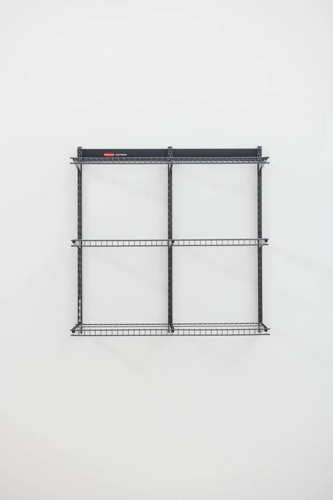 Hella Sturdy Garage Wall Storage Rack With Heavy Duty Steel Shelves And Modular Rails For Workshop Home Organization Super Quick Install Totally Game Changing Setup