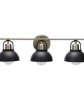 Dope Three Light Vanity Light With Shaded Globe Bulbs Metal Wall Mount In Matte Black With Brushed Nickel Accents