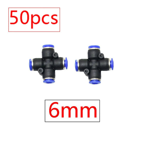 Yellow Garden Hose Quick Connectors Kit 25 or 50 Piece Set For 6mm And 8mm Tubing With Straight Elbow Tee Plug Diverter Fittings Leakproof Secure Fit Durable Nylon Brass Plastic Construction Great For Lawn Care And Sprinklers, 50pcs 6mm connectors