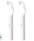 Two Piece LED Lighted Dental Mirror with Anti Fog Curved Angle for Easy Mouth Inspections, Bright LED Light, Pro Grade Tool for Dentist Offices and DIY Home Care, Non Toxic Clear View, Simple Clean and Reuse White, 2 white mirrors with curved handles