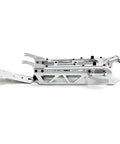 Side view of Beefy Aluminum RC Car Chassis Frame Kit For 1/10 Scale Buggy Upgrades, Easy Snap-In Install, Durable Silver Alloy Chassis