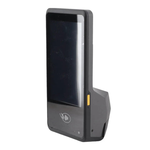 Side view of NFC Barcode Scanner with 5.0 Inch Touchscreen, 5G WiFi and 4G LTE, handheld POS for cafes, restaurants, and food trucks