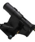 Heavy Duty Engine Coolant Outlet Flange Straight Swap Fit For Mazda 3 And Mazda 5 2009 to 2015, solid black polymer part.