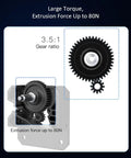 Sprite Extruder Pro Kit All Metal Direct Drive Beefed Up Extruder with large torque gear and 80N extrusion force diagram.