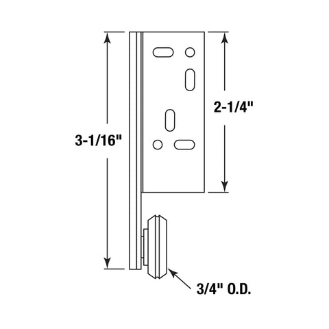 Heavy Duty Center Roller Assembly For Hella Smooth Drawer Glide Two Pack Nylon Wheel C Style Track Replacement With Zero Hassle Mounting Hardware Solid Steel Build dimensions diagram
