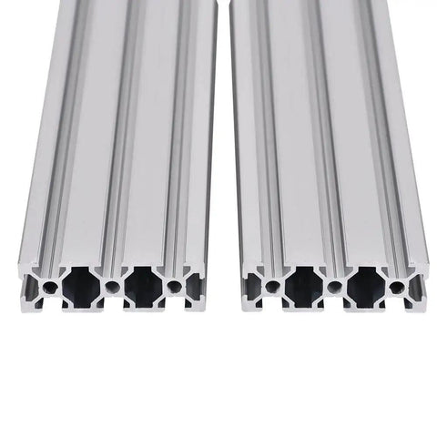Two Pack 20 Series T Slot Aluminum Extrusion Profile 23.6 Inch European Standard Anodized Linear Rail For 3D Printer Parts And CNC DIY Builds 600mm Silver Built Tough, two silver 6063-T5 extrusions shown end-on