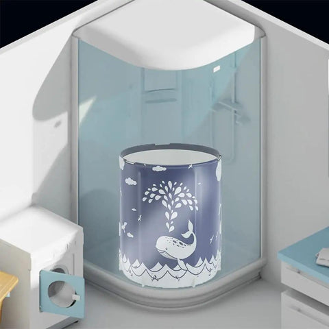 Portable Adult Bathtub For Ice Baths And Warm Spas, Folding Japanese Soaking Tub For Indoor Outdoor Use with whale design