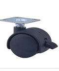 4 Pack 1.5 Inch Flat Stem Furniture Casters With Brakes For Bedside Tables And File Cabinets, black swivel wheel with brake