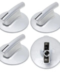 4 Pack Cooktop Burner Knob Replacement For Stoves And Ranges 74010839 Double Flat Shaft, top and bottom view of metal knobs