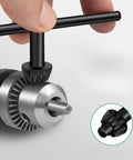Rock Solid Heavy Duty Drill Press Chuck Key Wrench Set With 3/8 And 1/2 Inch Replacement Keys Forged From Rugged Carbon Steel in use.