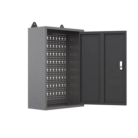 Heavy Duty Wall Mounted Storage Cabinet With Pegboard Upper Panel For Garage And Workshop Tool Organization Metal Hanging Cabinet