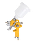 Rock Solid And Compact 125Ml Mini Spray Gun With Easy Turn Triple Knobs For Hella Smooth Paint Jobs On Cars Furniture And Walls Featuring A Precise 1Mm Nozzle Tip, yellow handheld sprayer with white paint cup.