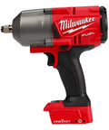 Front view of Brushless High Torque Cordless Impact Wrench With 1200 Foot Pounds Fastening Torque And 1500 Foot Pounds Nut Busting Torque, Red Link Plus Intelligence Prevents Overload And Overheat, Ultra Compact Design For Tight Spaces And Tough Jobs, showing red and black handle and metal head.