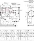 Technical diagram of Heavy Duty Manual Hydraulic Selector Valve Three Way Two Position With 21 GPM Flow Cast Iron Construction