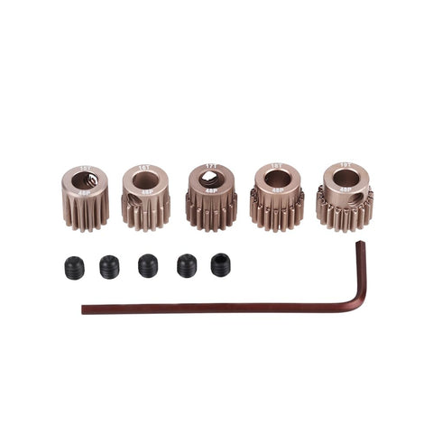 48DP Pinion Gear Set For 1 By 10 RC Cars 5mm Shaft 15T 16T 17T 18T 19T Teeth Premium 7075 Aluminum Alloy Durable Beefed Up Torque And Speed For Track Ready Performance