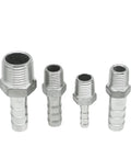 Heavy Duty Stainless Steel NPT Male Hose Barb Pipe Fitting Connector Kit, 1 Eighth To 2 Inch NPT Sizes, adapters shown
