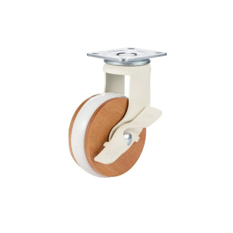 Four Pack 2.5 Inch Wood Grain Swivel Casters With Brake For Quiet Furniture Mobility Silent Rolling Wheels 360 Degree Swivel And Locking Brake