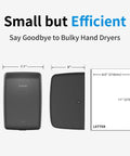 Dimensions of UL Approved Compact Jet Hand Dryer For High Traffic Restrooms 1350W 120V Matte Black Built Tough