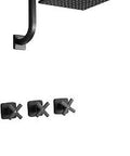 3 Handle Matte Black Tub And Shower Faucet Set With Solid Brass Rough In Valve 9 Inch Rainfall Shower Head 304 Stainless Steel Tub Spout