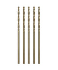 Five Piece Cobalt Drill Bit Set One Sixteenth Inch By One And Three Quarters Inch M35 With Split Point Tip For Steel Hard Metal And Cast Iron Durable Metalworking Drill Bits