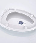 Heavy Duty Raised Toilet Seat Aid With Thickened Cushioned Top For Major Leg Support Quick Release Lids viewed from above, white plastic design.